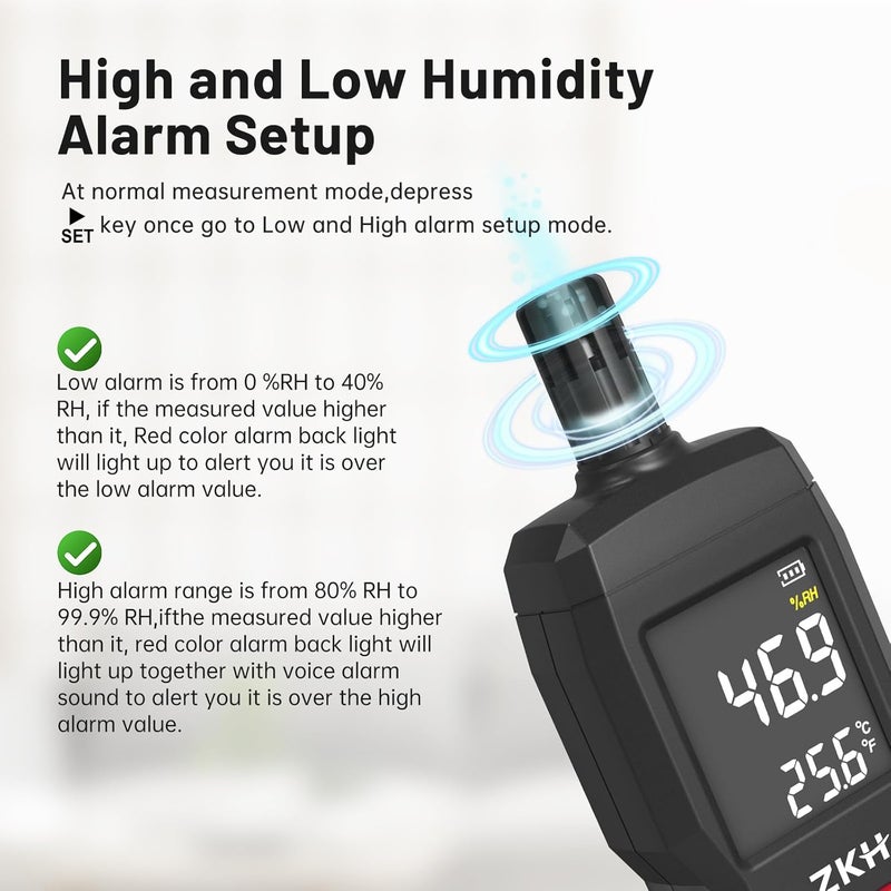 KH  Temperature Humidity Meter, Digital Thermometer Hygrometer with Alarm Function,Wet Bulb for Indoor/Outdoor MIN, MAX, LCD Screen - Image 5